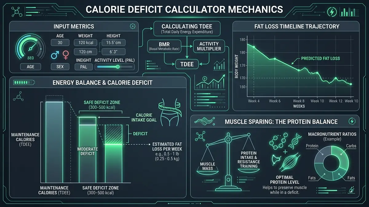 Calorie Deficit Calculator: Safe Energy Balance and Fat Loss Trajectory