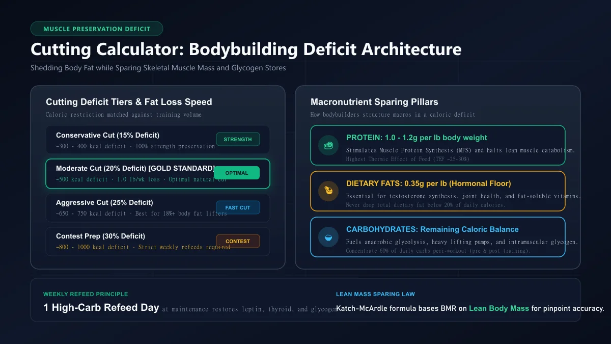 Cutting Calculator: Bodybuilding Calorie Deficit and Protein Macro Split
