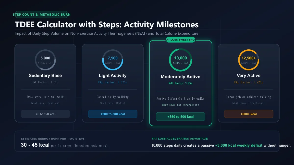 TDEE Calculator with Steps: Daily Step Count and Calorie Burn Milestones